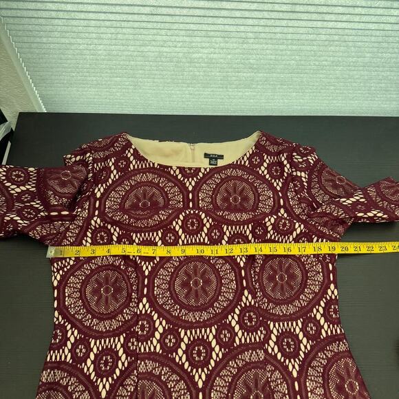 R&K Red Short Sleeve Neck Lined Career Shift Lace Dress Plus Size 14 - Picture 8 of 10